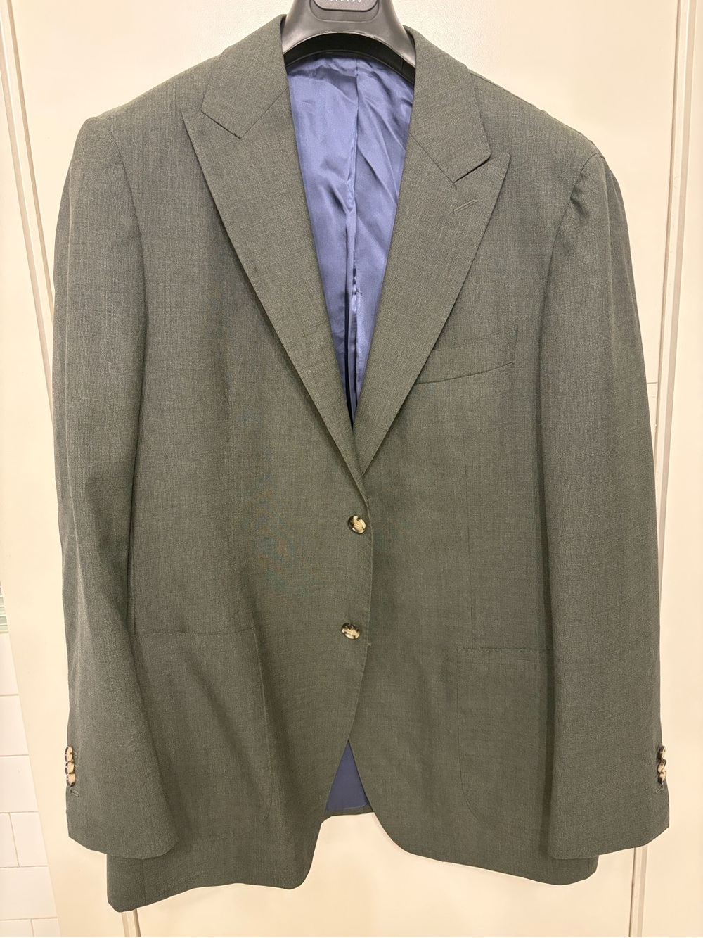 Suitsupply Gray-Green Two-Button Sport Coat with Blue Lining